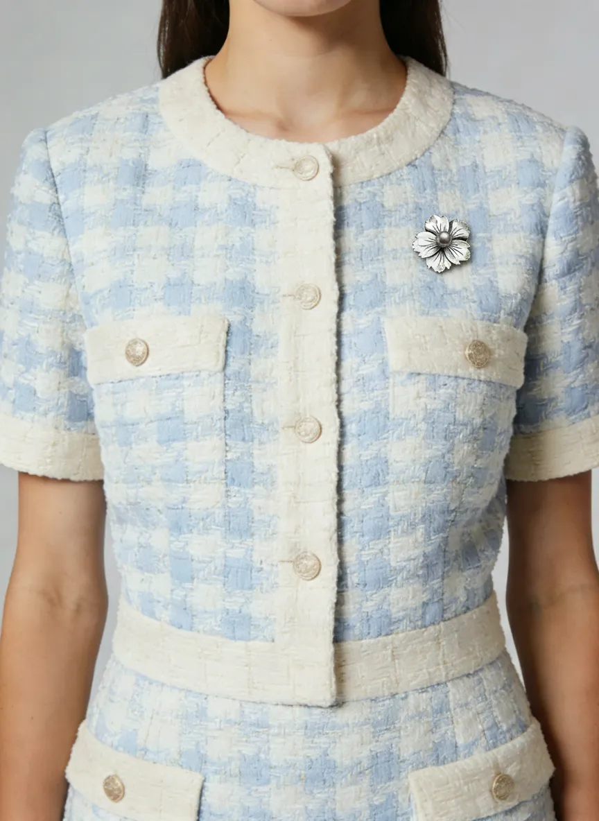 Flower-shaped brooch featuring a Tahitian Silver Gray Pearl