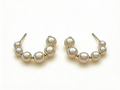 Curved Seawater Pearl Hoop Earrings.