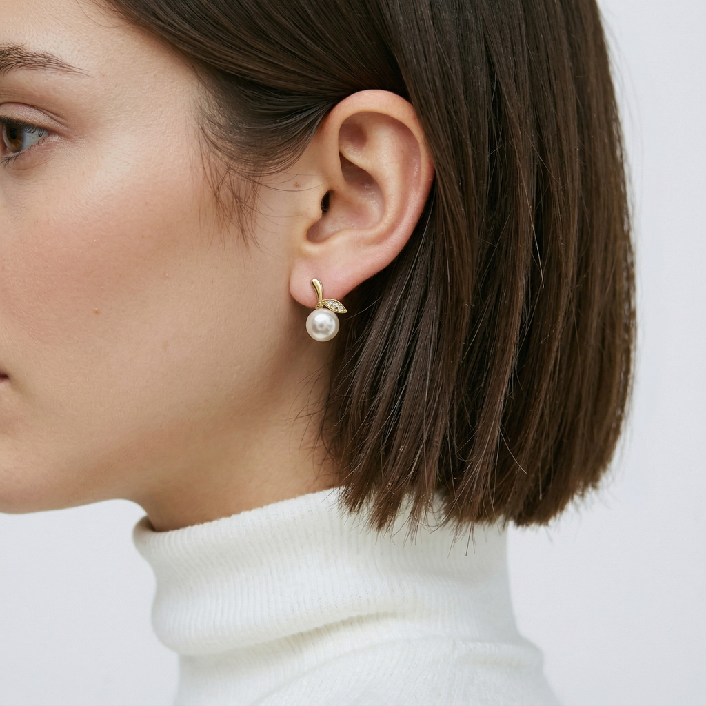 Apple-Shaped Japanese Akoya Earrings