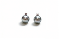 Platinum Gray Tahitian Pearl Stud Earrings|Princess Diana Style