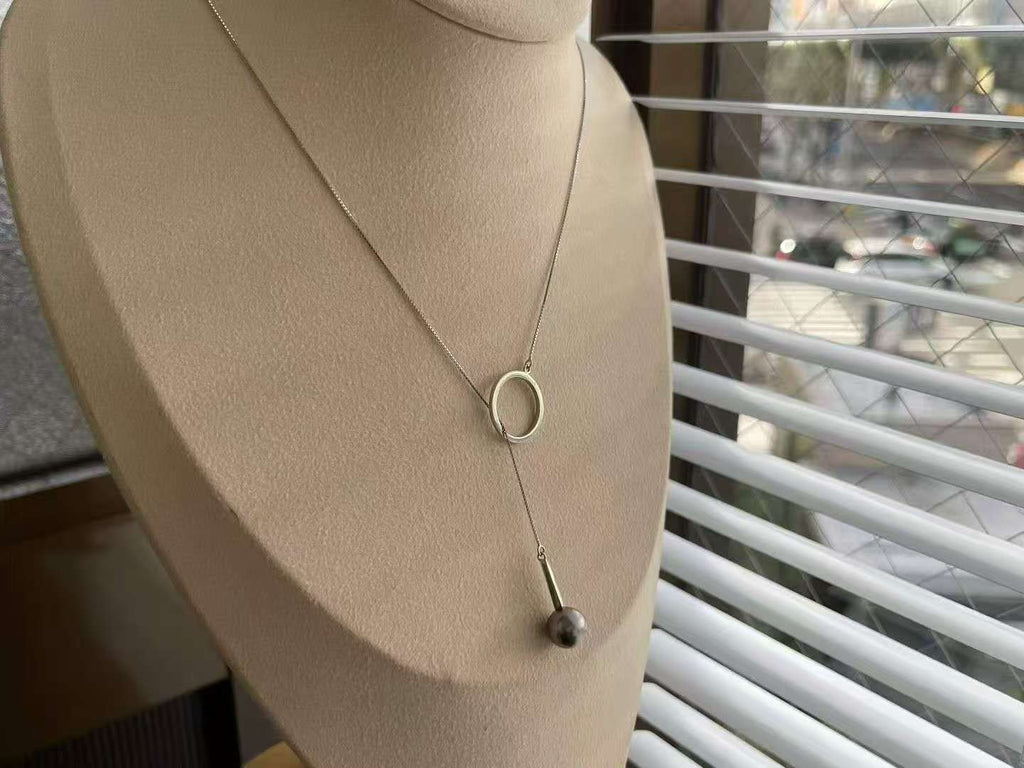 Adjustable Pull-Tab Tahitian Platinum Gray Saltwater Pearl & Sterling Silver Necklace