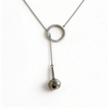 Adjustable Pull-Tab Tahitian Platinum Gray Saltwater Pearl & Sterling Silver Necklace.